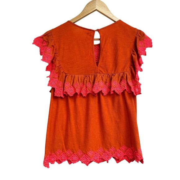 Anthropologie Rica Embroidered Top Size M Sleeveless Ruffled Cotton Easy Comfy - Picture 5 of 9